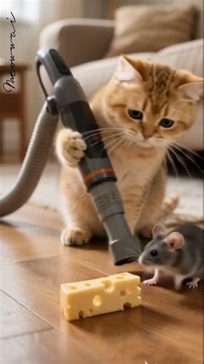 Cat’s Vacuum Trap: Don’t Eat My Cheese! 🧀😼
