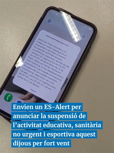 ⚠⚠️ Protecció Civil ha enviat un ES-Alert cap a les 18.00 hores per informar de la suspensió de l’activitat educativa, universitària i esportiva aquest dijous i també la sanitària que no sigui urgent a causa del fort vent. El Govern demana evitar desplaçaments i recomana el teletreball. Més informació a SEGRE.