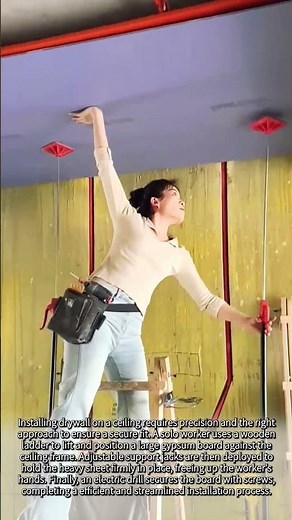 Solo Drywall Ceiling Installation Process #worker #process #diy #carpenter #woodworking