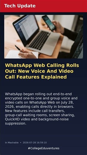 WhatsApp Web Calling Rolls Out: New Voice And Video Call Features Explained | Tech Update #Shorts