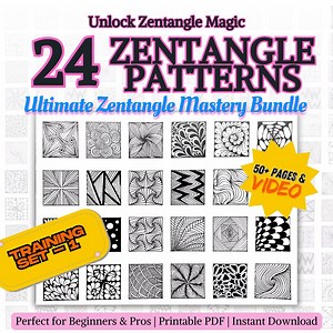 24 Zentangle Pattern Sheets: Beginner-friendly Templates (PDF) - Etsy