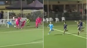Incredible moment Hong KFC goalkeeper Frederick Toomer scores 96th minute bicycle kick equaliser
