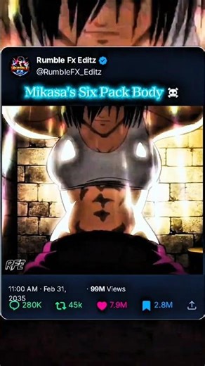 Mikasa Training Abs ☠️🥶.........#shorts #anime