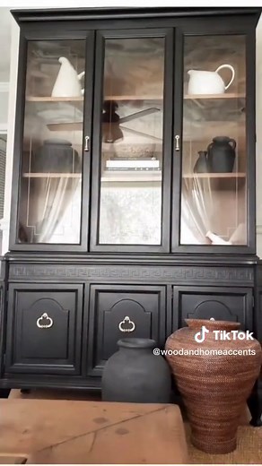 DIY Furniture Transformation: Black Painted China Hutch Makeover