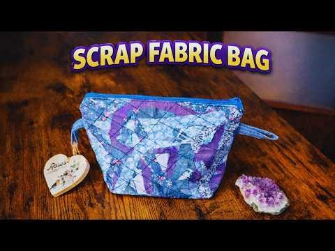 Quilted Zipper Pouch from Fabric Scraps (No Patchwork!)