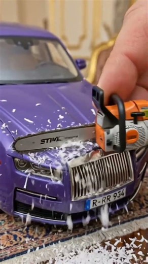 Micro Stihl Chainsaw Cutting a Rolls-Royce Model 😳