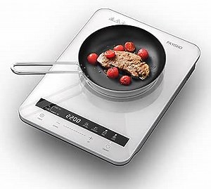 Portable Single Induction Cooktop Cooker, Electric stove burner, 2200W Countertop Burner with LED Sensor Touch, White color, 110V-120V, 24 Hours Timer