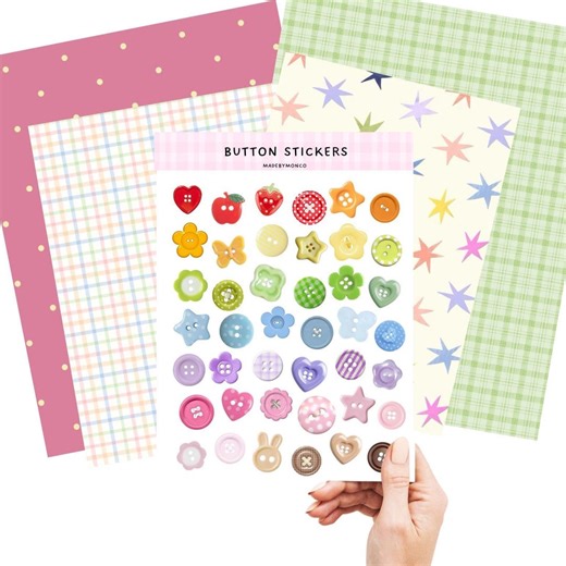 Button Sticker Sheet • Junk Journal Stickers • Scrapbook Stickers • Stationary Trinkets • Buttons - Etsy
