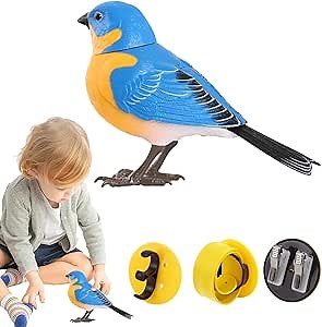 Doefo Electric Singing and Chirping Bird Toy, Interactive Bird Decoration, Motion and Sound Activated, Battery Operated Simulation Desk Pets