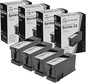 LD Products Compatible Ink Cartridge Replacement for Dell T091N Series 22 High Yield (Black, 4-Multipack) Compatible with The Following Dell Printer V313