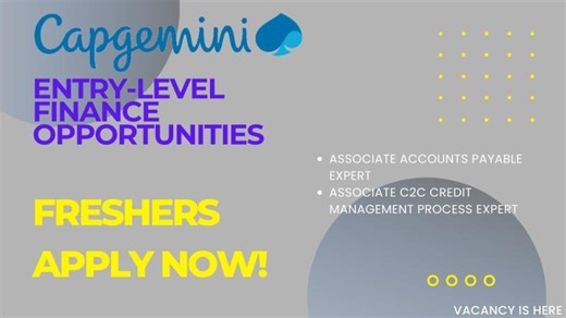 Capgemini Hiring! Entry-Level Finance Roles | Accounts Payable & Credit Management Jobs 2025