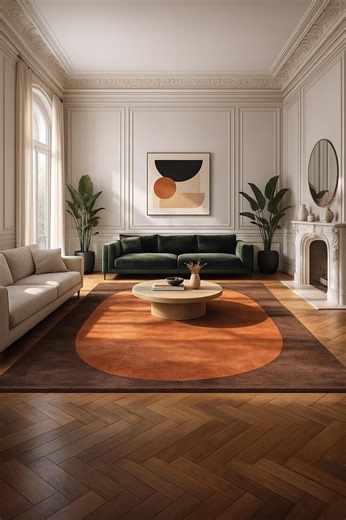 Handmade Wool Area Rug, Brown & Rust Oval, Modern Abstract Design Size 12x15 Ft - Etsy