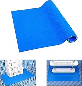 DECOHS 16" x 36" Pool Ladder Mat-Large Swimming Pool Step Mat with Non-Slip Texture-Protective Ladder Pad for Above Ground Pools Liner and Stairs (Stripe)