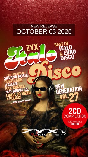 ZYX Italo Disco New Generation Vol. 27 – The successful series continues! With Volume 27, ZYX Music continues its popular Italo Disco New Generation series – and remains true to its proven concept: a successful mix of newly produced tracks in the classic Italo disco style of the 80s and modern remixes of legendary original hits! This 2CD compilation offers a rousing soundtrack for fans of nostalgic synth melodies and danceable rhythms. It features well-known names from the scene such as Italove,