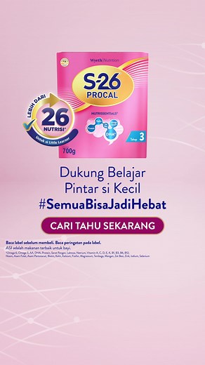 S-26 Procal Nutrissentials dilengkapi dengan lebih dari 26 nutrisi penting. | Wyeth Nutrition Indonesia