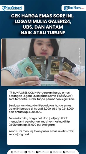 Cek Harga Emas Sore Ini, Logam Mulia Galeri24, UBS, dan Antam Naik atau Turun?