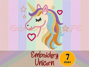 Unicorn Machine Embroidery Design | Magical Fantasy Stitch for Kids, Quilts & Bags | 7 Sizes | Instant Download - Etsy