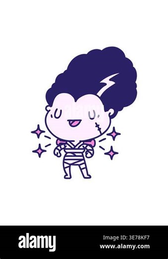 shine light effect animation of illustration of a traditional tattoo style undead zombie bride character Stock Video Footage - Alamy