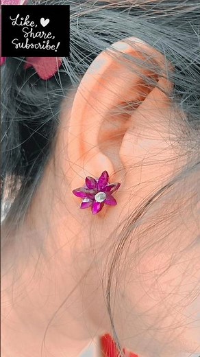 DIY Delicate Flower Stud Earrings | Easy Beaded Petal Design Tutorial#shorts
