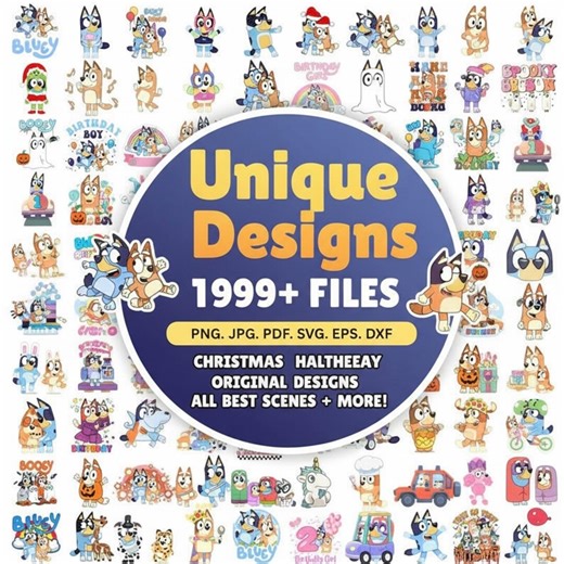 Blue Dog PNG | 1999+ PNG Mega Bundle | Bluey Family Clipart | Bluey Dog Family | Bluey Dog Birthday | Bluey Friends for Cricut & Silhouette - Etsy