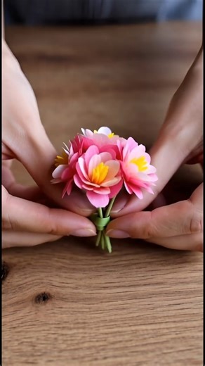 DIY Mini Paper Flower 🌸 Bouquet Easy Handmade Craft #shorts #crafts #craft