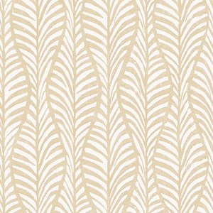 Tempaper Block Print Leaves White Clay Peel and Stick Wallpaper, 20.5" x 16.5'