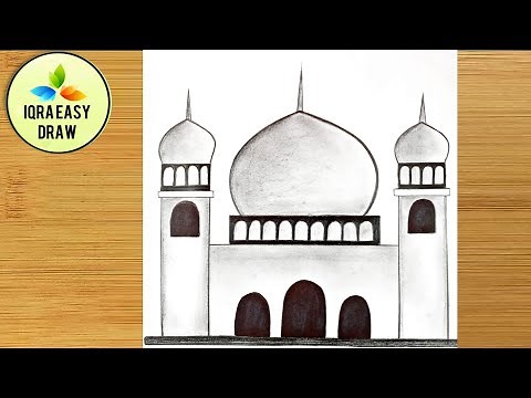 How to Draw Mosque Easy Step by Step || Masjid Drawing Tutorial