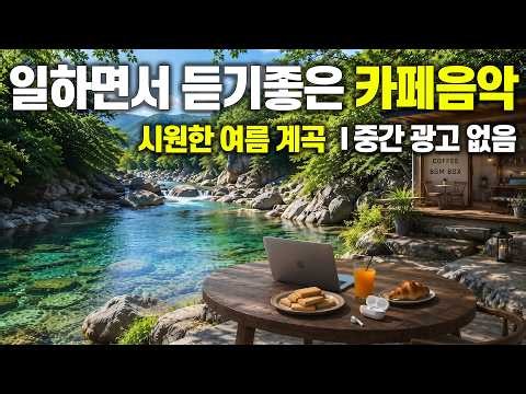 일하면서 듣기 좋은 카페음악 ☕ 시원하고 차가운 계곡 카페 BGM🌞 업무·공부·힐링 라이브 (중간 광고 없음) | 8/11