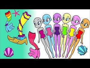 My little pony Equestria girls Paper Dolls How to make Glitter mermaid tail dresses