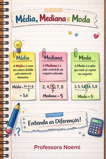 ESTATÍSTICA: Média, Mediana, Moda #matematica #estatistica