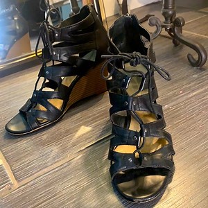 a.n.a size 7 black lace up wedges