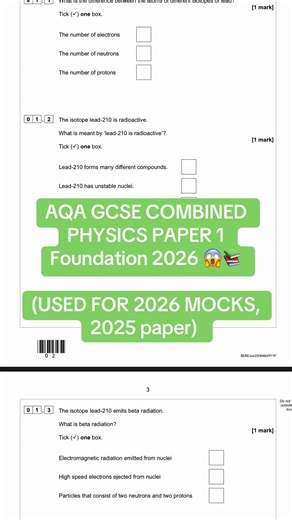 AQA GCSE COMBINED PHYSICS PAPER 1 2026 (USED FOR 2026 MOCKS) #gcsescience #gcse #gvsephysics