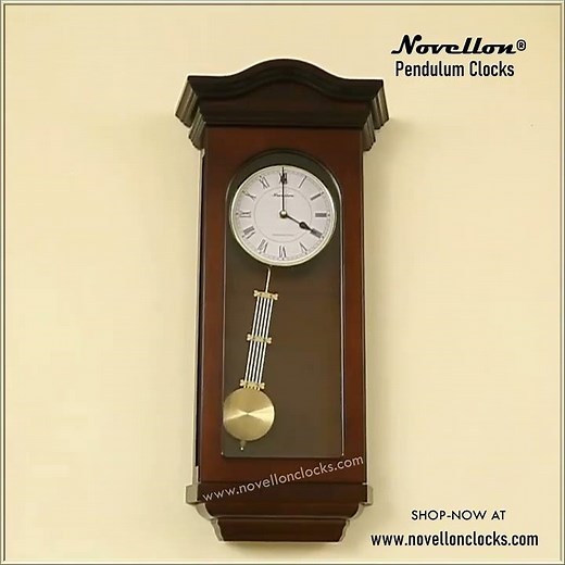 Novellon® Pendulum Wall Clock, Colonial Walnut - Japan Quartz, Wood, Westminster Chime & Hourly Bell