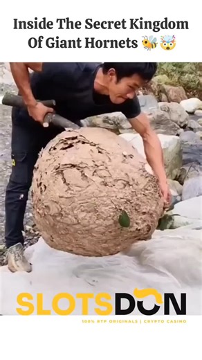 GameOn Gallery on Instagram: "Giant Hornet Nest Unveiling The Masterpiece Of Nature 🐝🍯#Wildlife #Insects #Nature #Biology #Hornet ​🐝 Engineering Marvel? 🍯 Watch The Incredible Layers Hidden Inside A Giant Hornet Nest! 🛠️ The structure of a hornet nest looks like a simple ball from the outside until you see the complex internal layers engineered for survival. This nest is made from chewed wood fibers mixed with saliva, creating a strong paper-like material. Inside, multiple horizontal tiers 