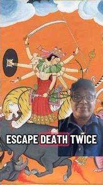 Durga killed him once and then she used her sword to kill him again