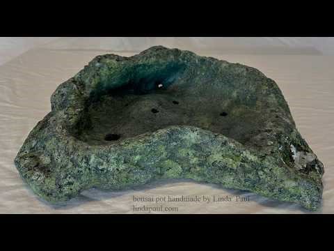 Green large Bonsai Pot with crystal insert Handmade by Colorado artist Linda Paul