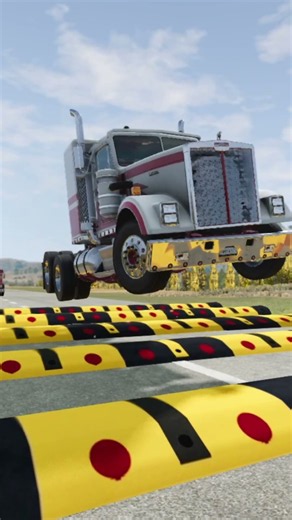 Can This Giant Semi Truck Survive Impossible Speed Bumps? #shorts #beamngdrive #beamngdrive