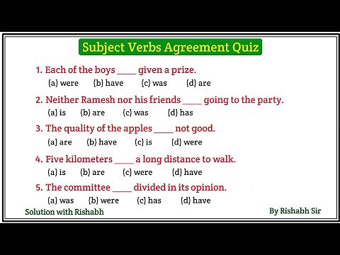 Subject Verbs Agreement practice set | Subject Verbs Agreement Quiz | Fill in the blanks