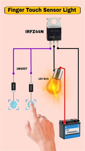 #viral Div touch switch circuit for led #viralnow #shorts #circuitdiagram