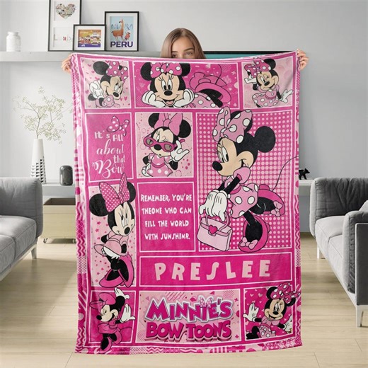 Personalized Wdw Minnie Mouse Blanket, Custom Minnie Mouse Blanket Gift, Mickey Minnie Birthday Gifts Blanket, Magic Kingdom Blanket - Etsy