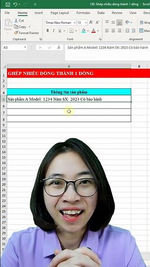 Bật mí mẹo ghép nhiều dòng thành 1 dòng trong Excel | Nguyễn Thị Hường