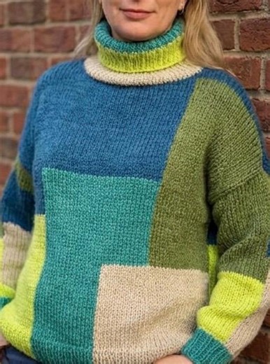 Designer Intarsia Sweater – Unique Handmade Geometric Knit - Etsy