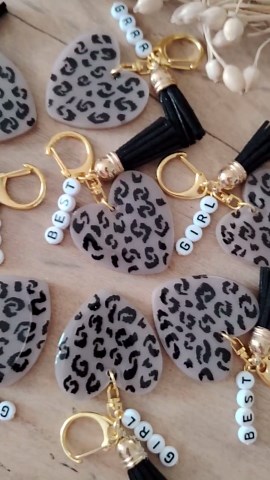 Leopard Heart Keychain - Etsy