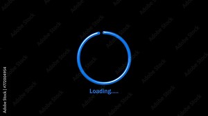 Abstract circle loading bar royal blue color animation. Royal blue color dotted loading circle ring animation. Black background 0-100% - 4k video.
