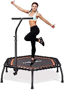 Zupapa Rebounder Mini Trampoline with Handle bar – Silent Personal Exercise Trampoline – Cardio Trampolines Trainer – Fitness Trampoline for Indoor/Outdoor/Garden/Yoga Workout Exercise