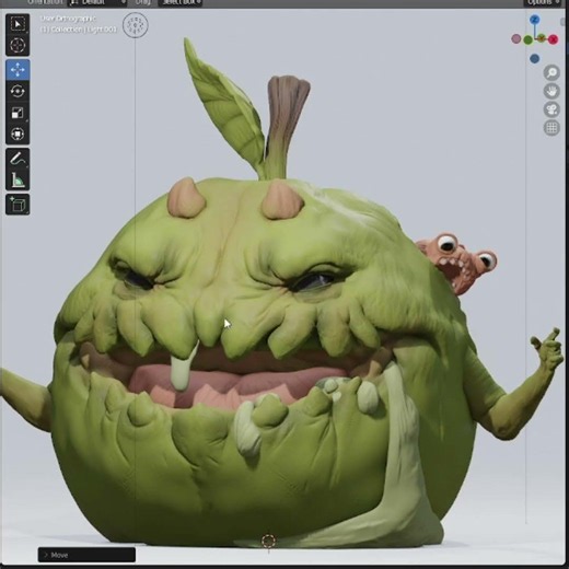 Apple Creature Resizable ArtToy - 3d printable files