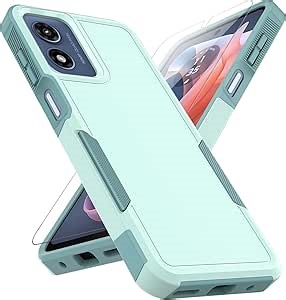 for Moto G Play 2024 Case: Dual Layer Protective Heavy Duty Cell Phone Cover Shockproof Rugged with HD Screen Protector - Military Protection Bumper Tough - Motorola Moto G Play 4G 2024, Green