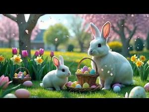 🐰 Happy Easter Music! Cozy spring garden ambience with easter bunnies ✨