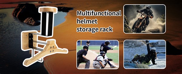 PSLER Helmet Holder Wall Mount Wooden Motorcycle Helmet Holder Multipurpose Helmet Rack Helmet Gear Stand Storage Shelf Wall Mount for Motorcycle Cycling Tactical Football Skiing Gear,1PCS