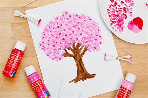Cherry Blossom Painting with Q-Tips | Easy Spring Art for Kids